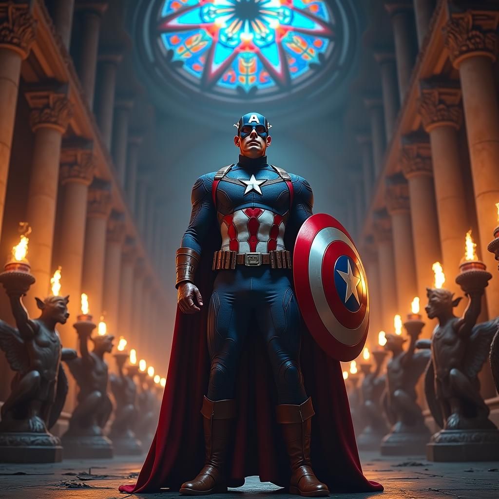 Captain America Confronts Blasphemy in Ancient Cathedral
