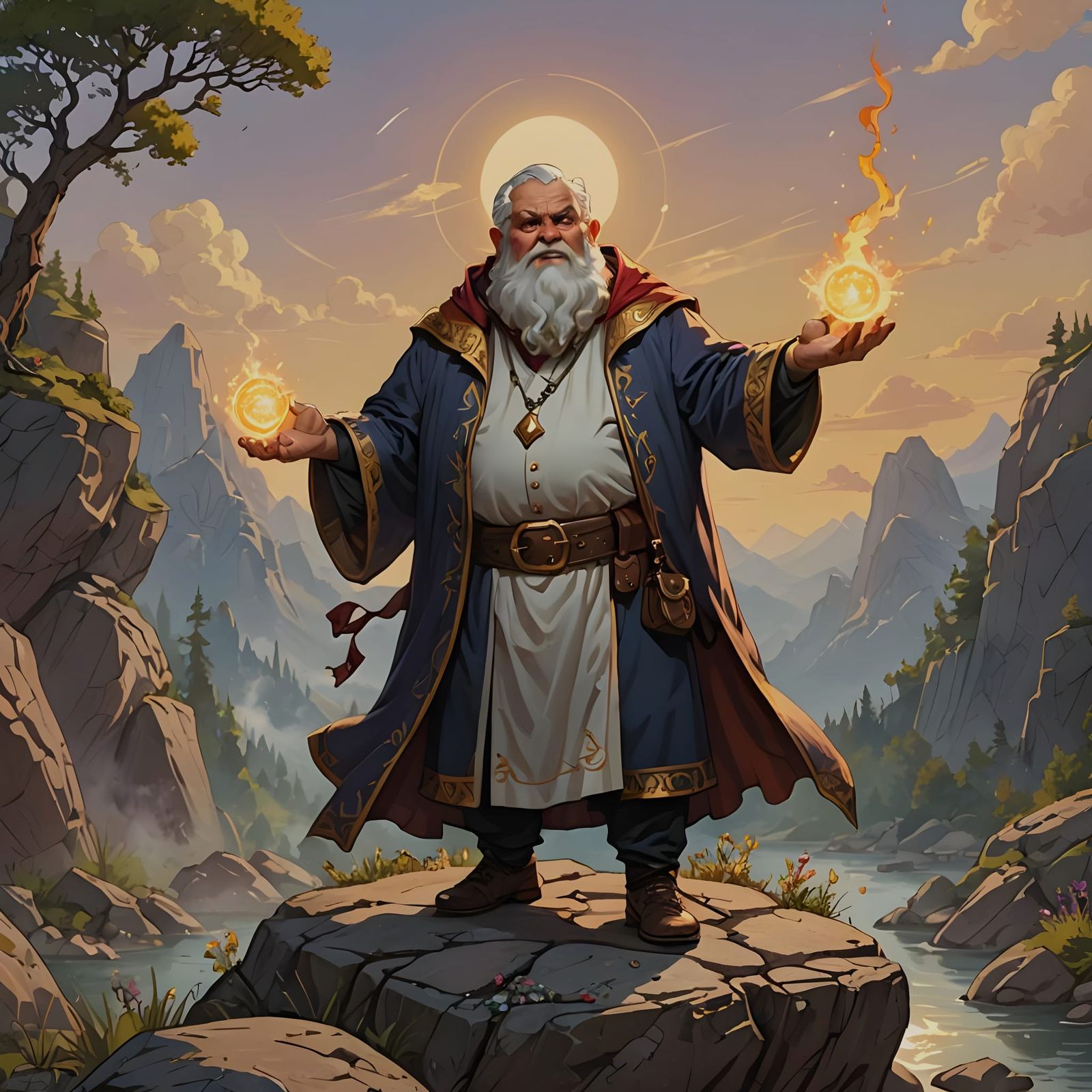 D&D Style Magician Priest Casting Spell