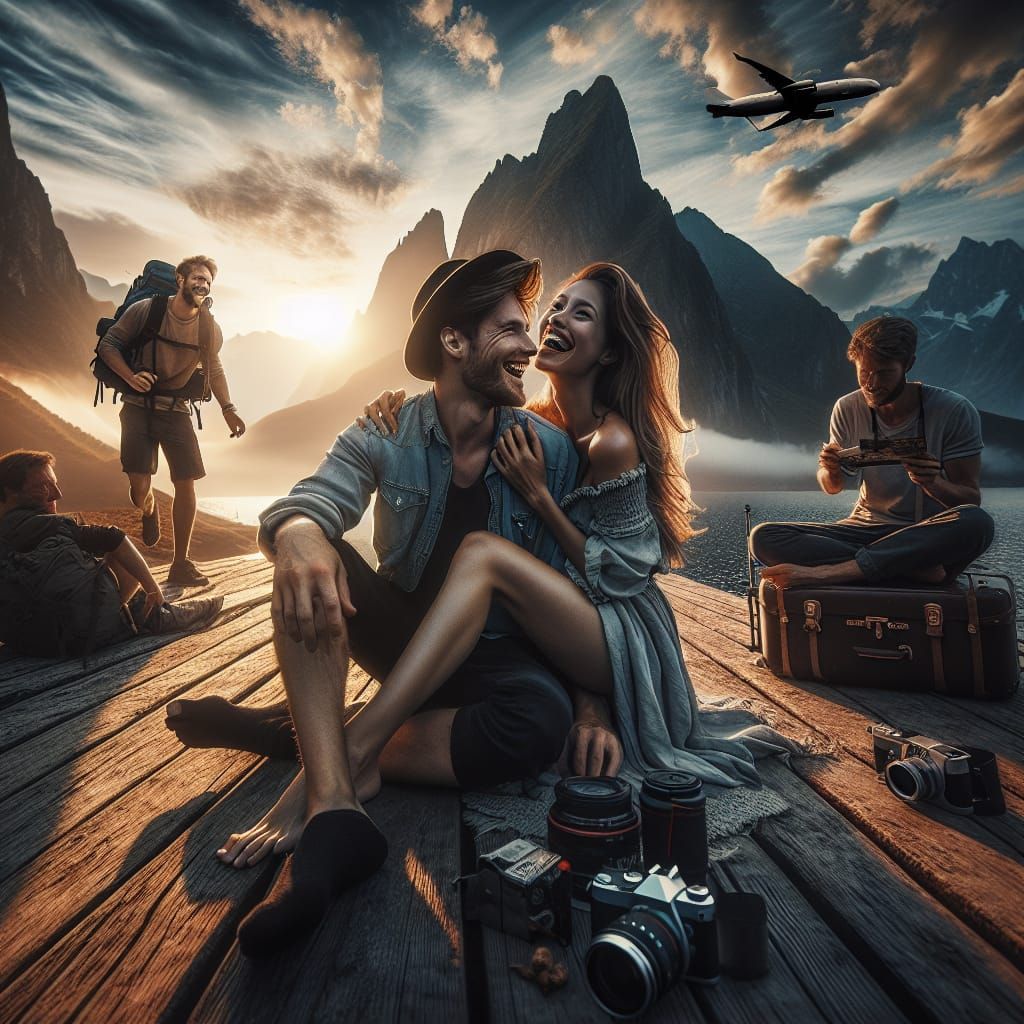 Hyperrealistic HDR Image of Joyful Travel and Love