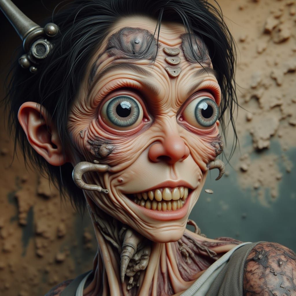 Gargantuan Eyeball Monster in Biomechanical Style