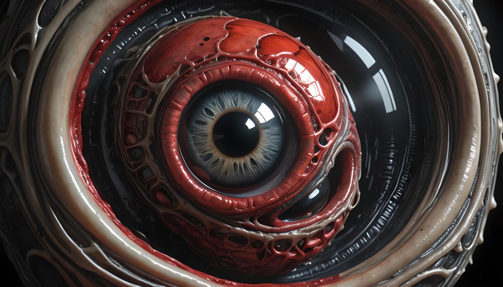 Grotesque Alien Embryo in Eyeball, Giger Style