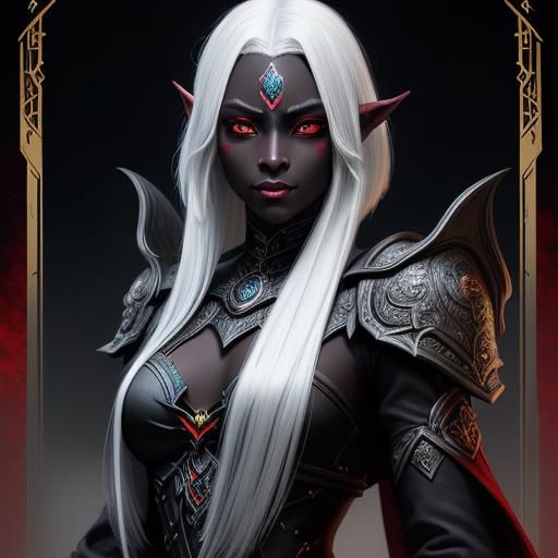 Striking Dark Elf Portrait in Digital Painting Style