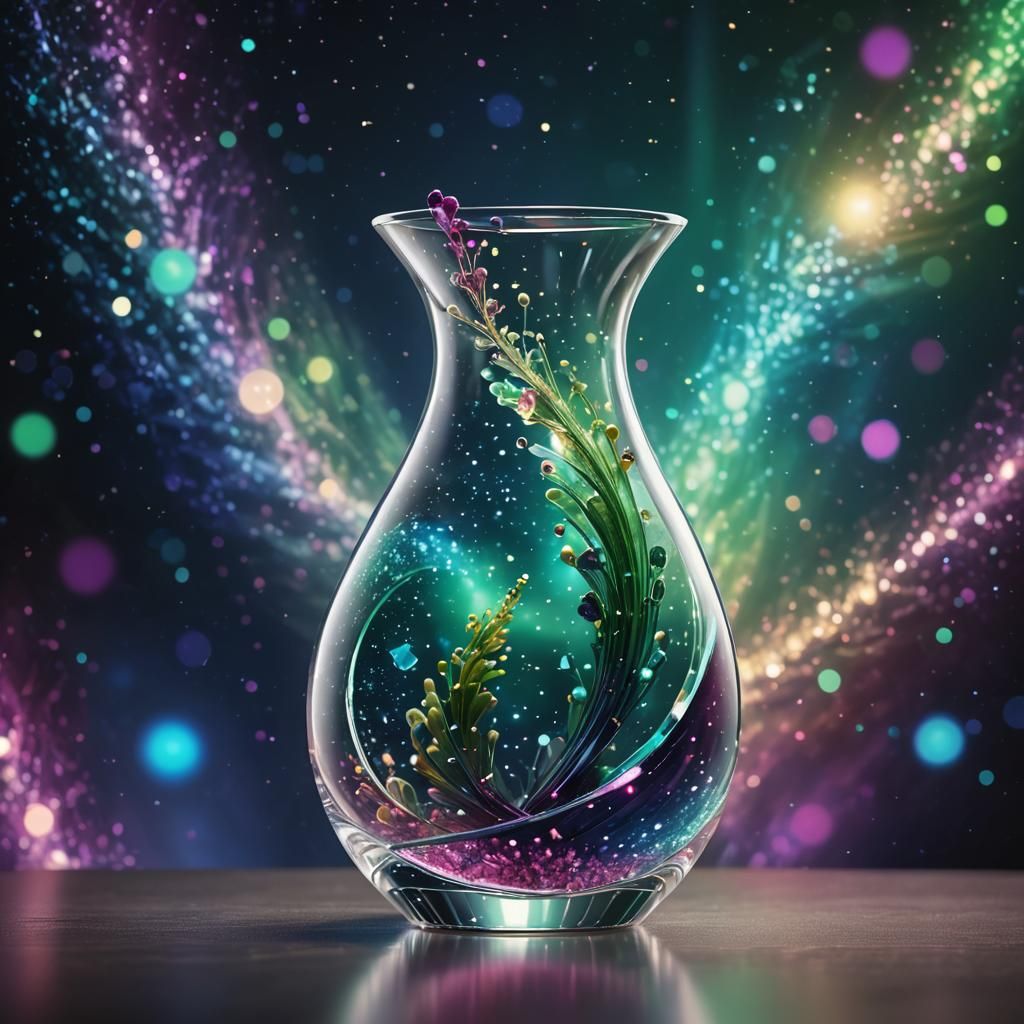 Crystal Galaxy Vase in Art Deco Style