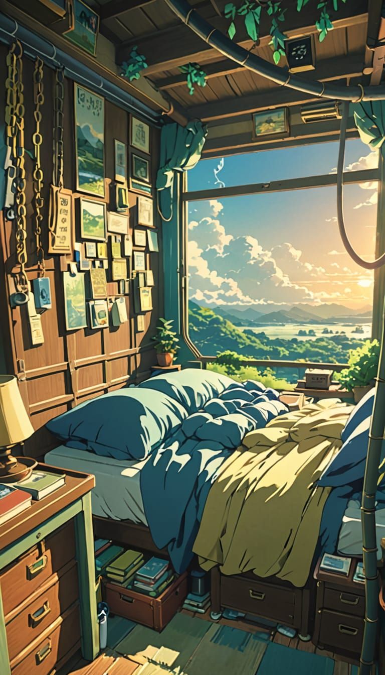 Surreal Landscape in Vibrant Anime Style