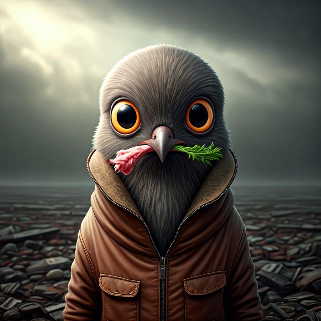 Rabbit in Polluted World: Dark Fantasy Illustration