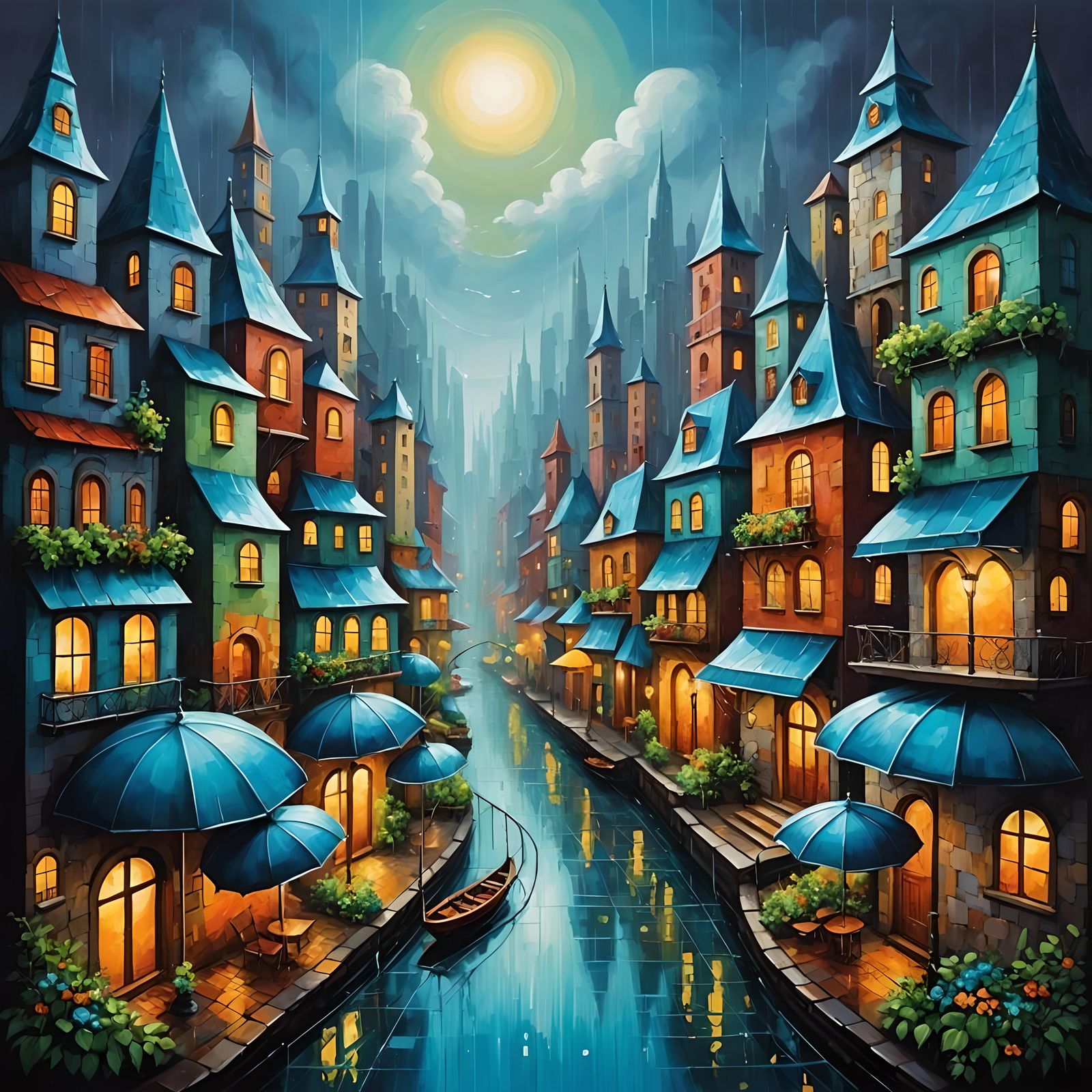 Whimsical Fantasy City's Weather Orchestra