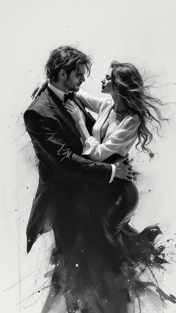 Two Women Dance in Tuxedo and Leather Skirt in a Rough Charc...