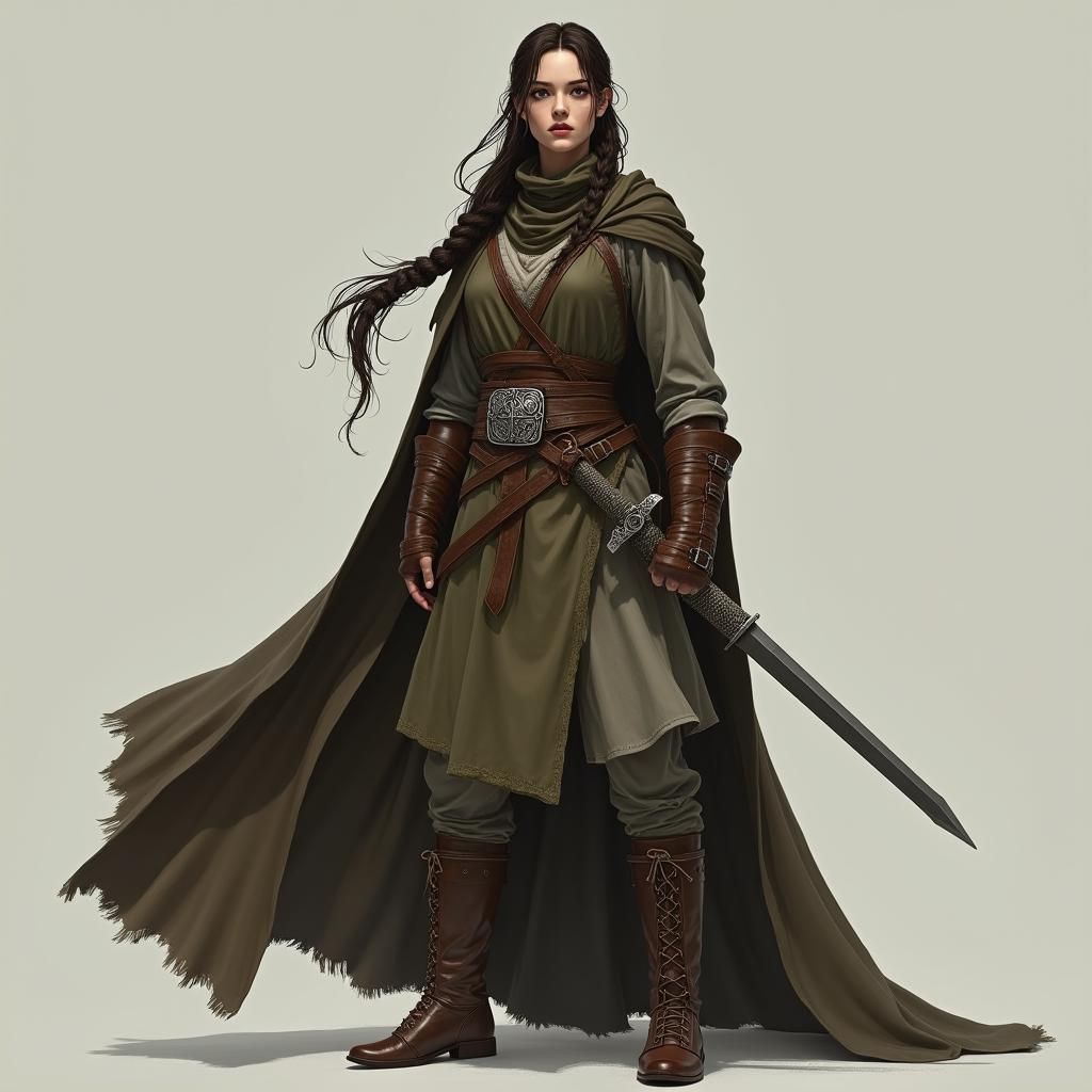 Female Warrior in Earthy Tones: Fantasy Concept Art