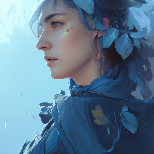 Blue Moon Portrait in Hyperdetailed Digital Art