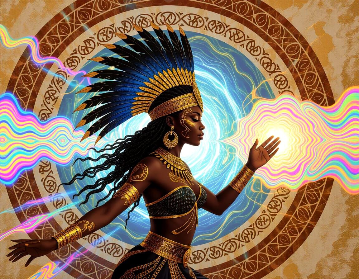 African Witch Speeding Through Light Vortexes