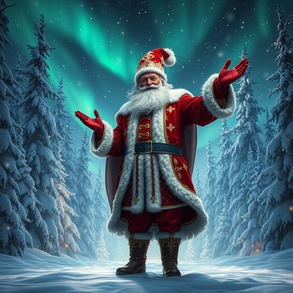 Majestic Santa Claus in Winter Wonderland Concept Art