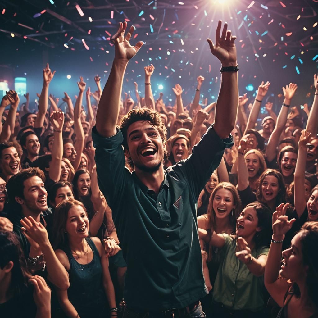 Nightclub Scene with Joyful Dancing in Cinematic Style