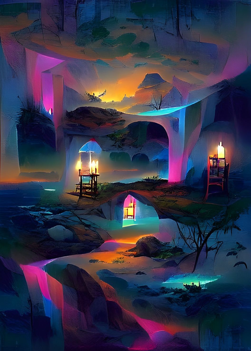 Illuminated Hideaway: Detailed Matte Painting