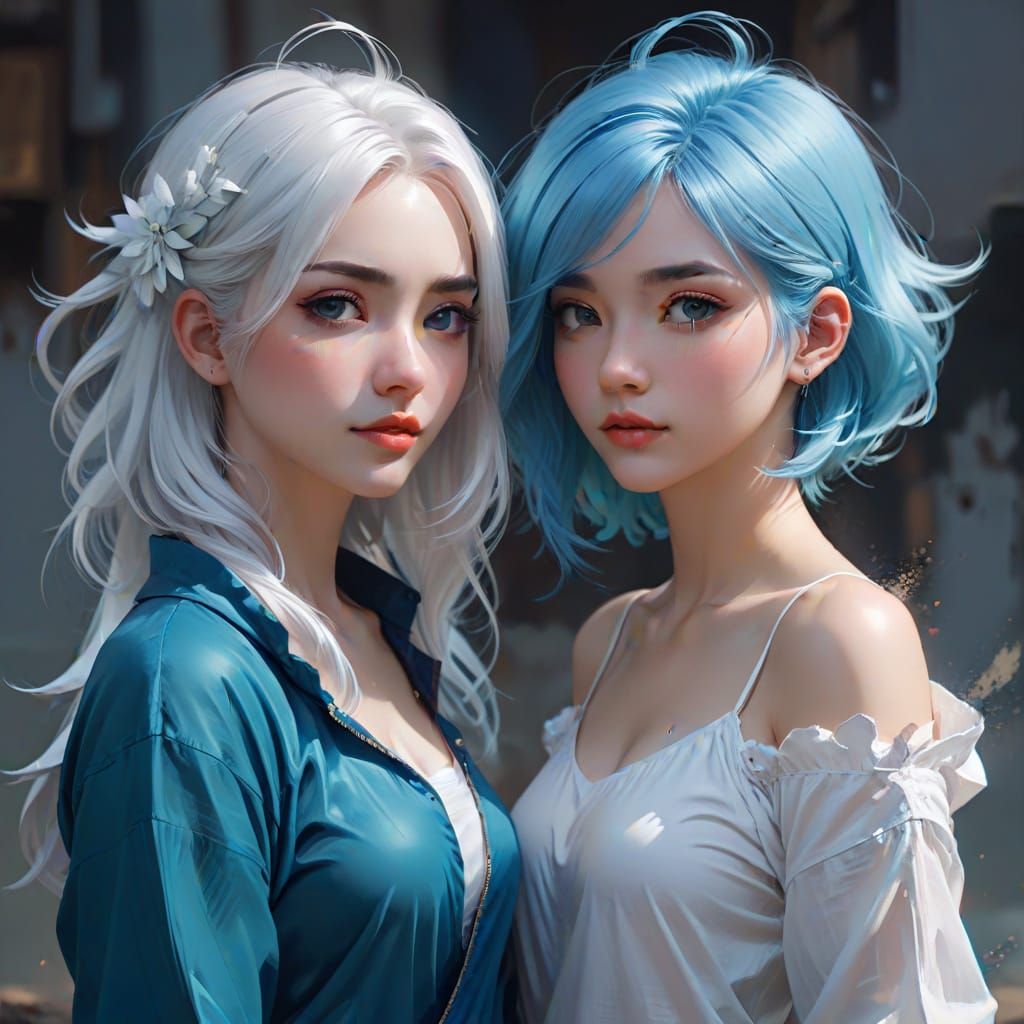 Anime Girls in Digital Painting Style