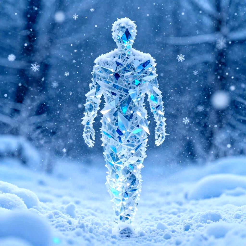 Human Silhouette in Crystal Light Blizzard