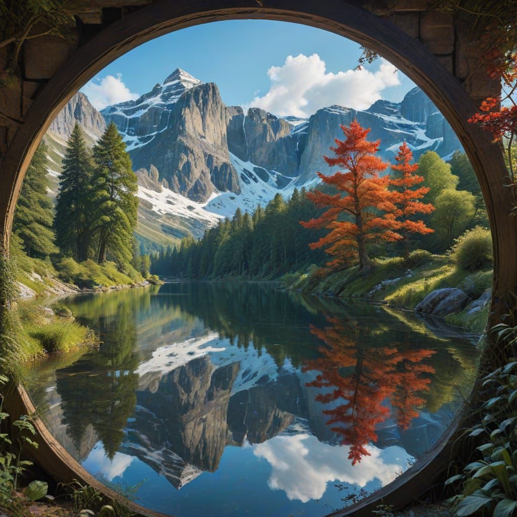 Majestic Spring Forest Reflected in a Mirror Lake