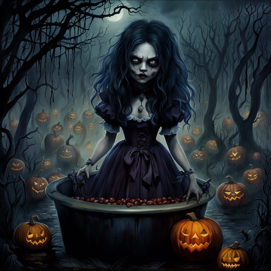 Spooky Zombie in Gloomy Corn Maze: Dark Fantasy