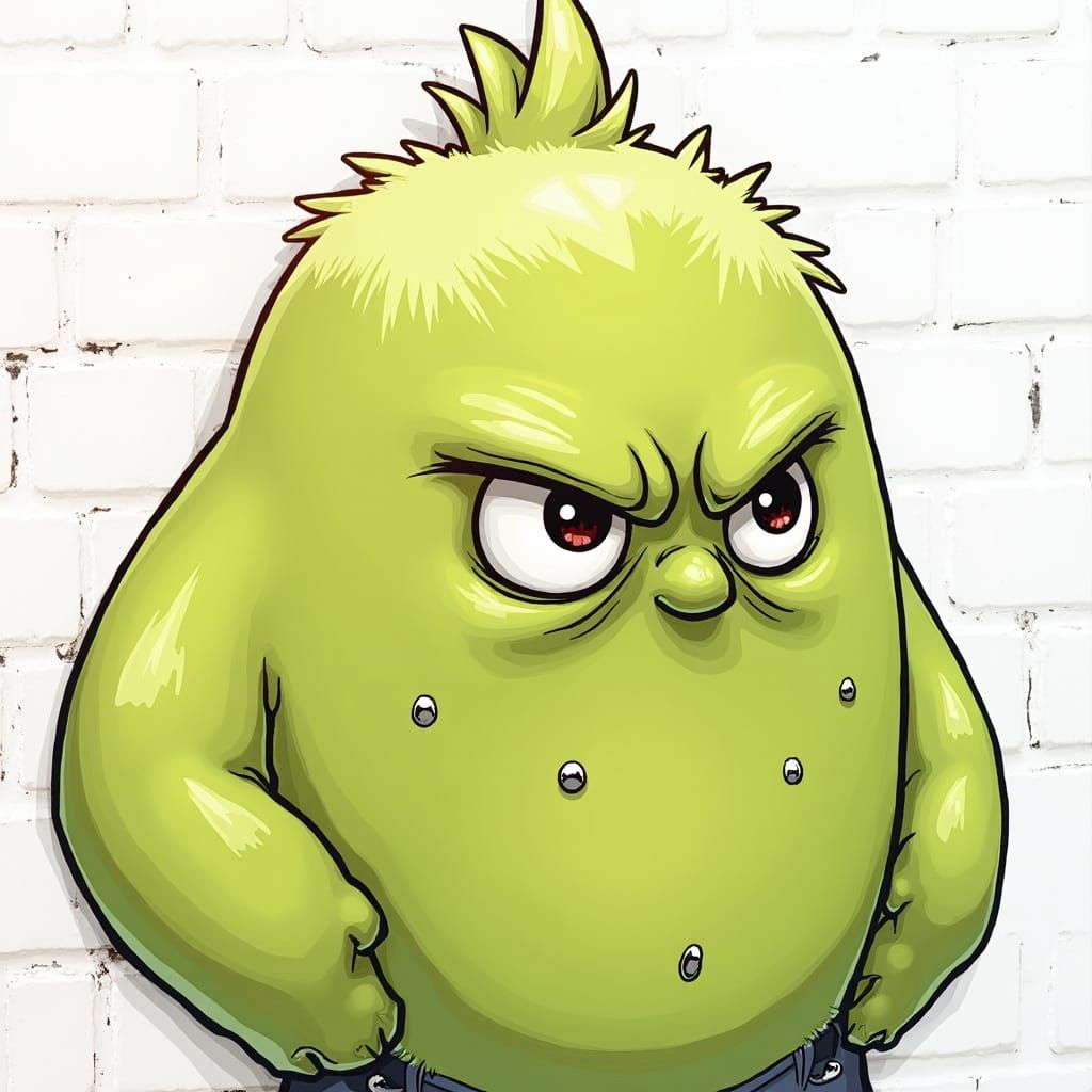 Rebellious Boy in Cyberpunk Street Art Style