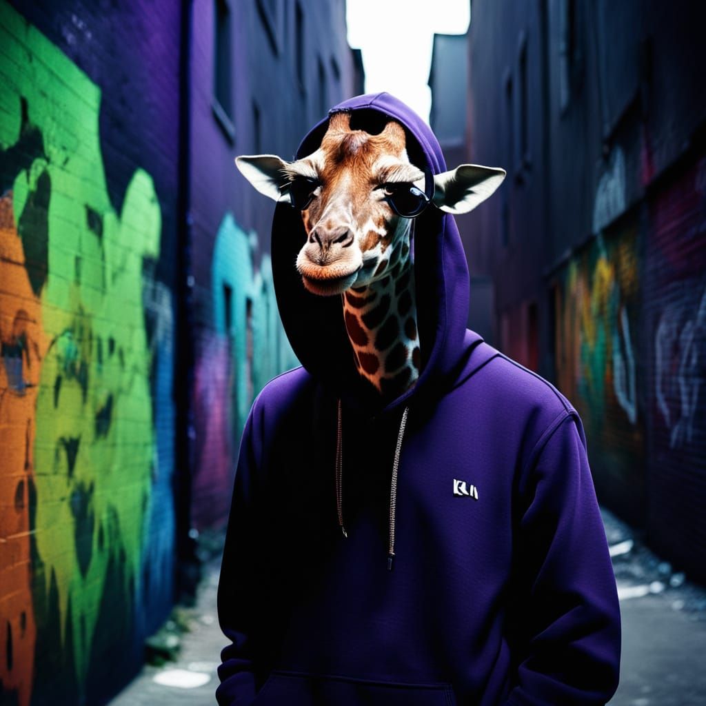 Moody Emo Giraffe in a Graffiti Alleyway