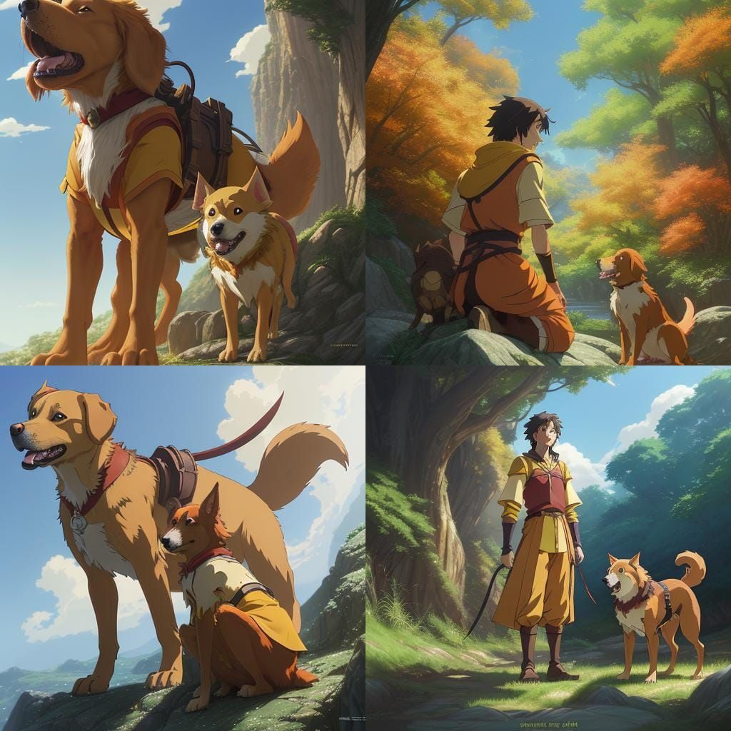 Dog's Fantasy Adventure: Anime-Inspired Key Visual