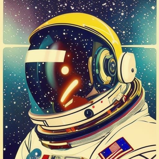 Astronaut Helmet Reflecting Galaxy in Detailed Portrait