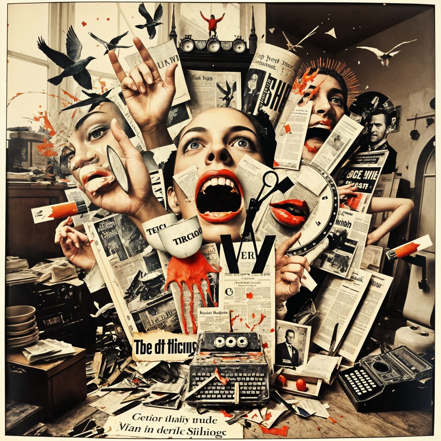 Dadaist Explosion Photo Collage with Retro Elements