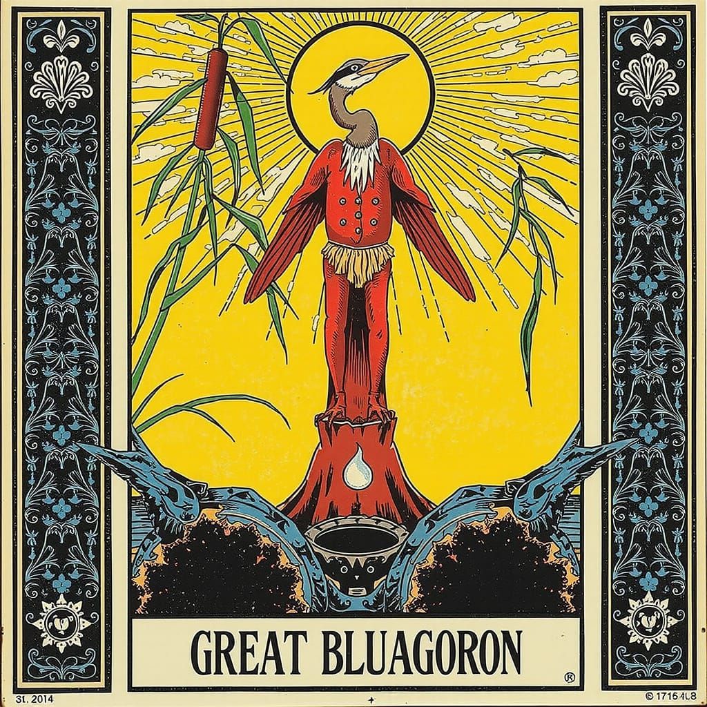 Great Blue Heron at Sunset in Marshland