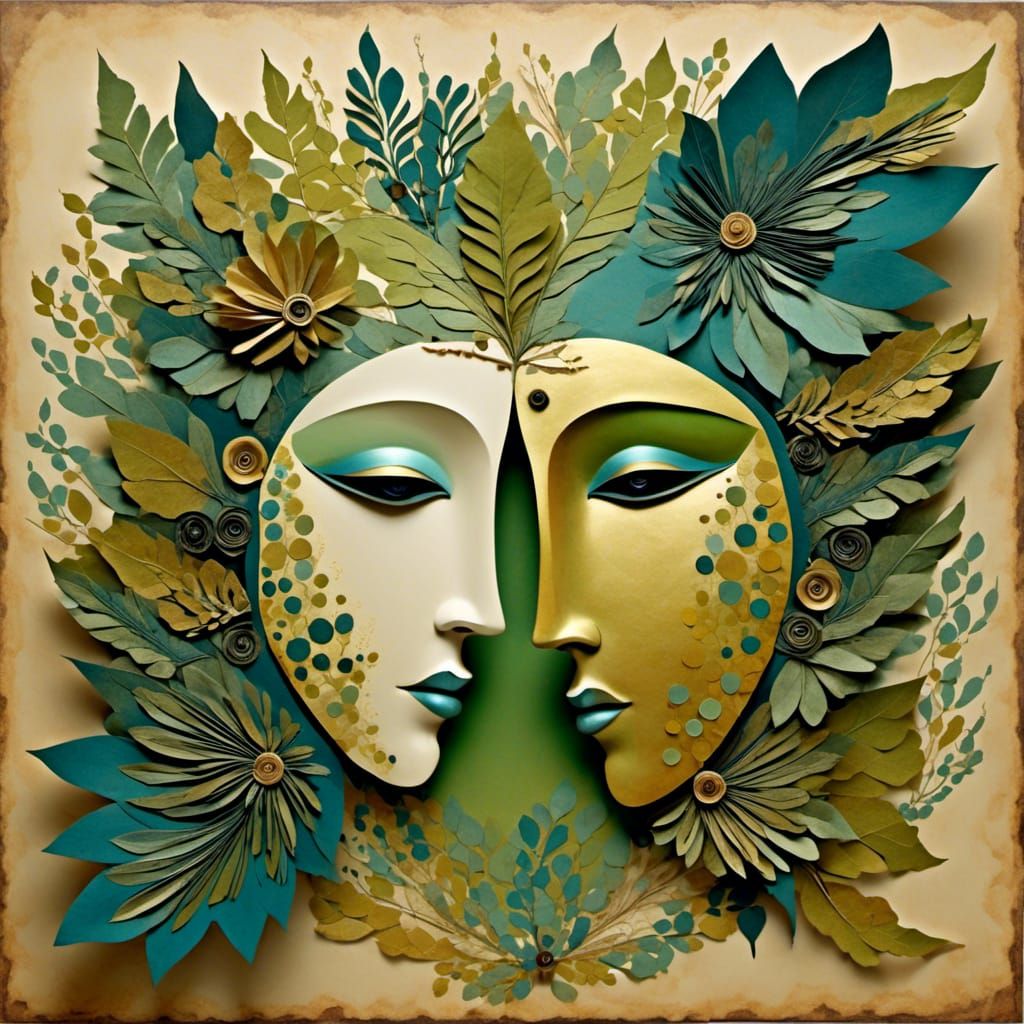 Surreal Abstract Face in Cubist Playing Card Style