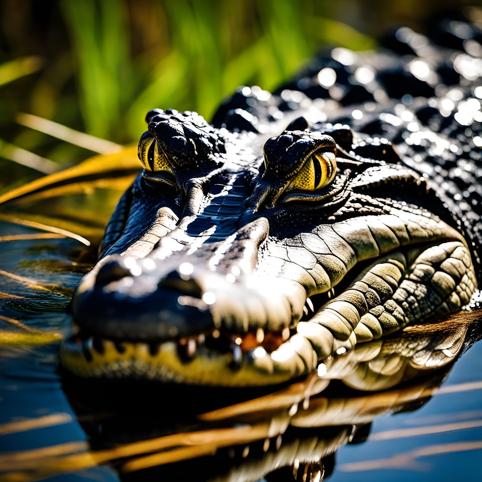 Alligator Stares Intently in Everglades