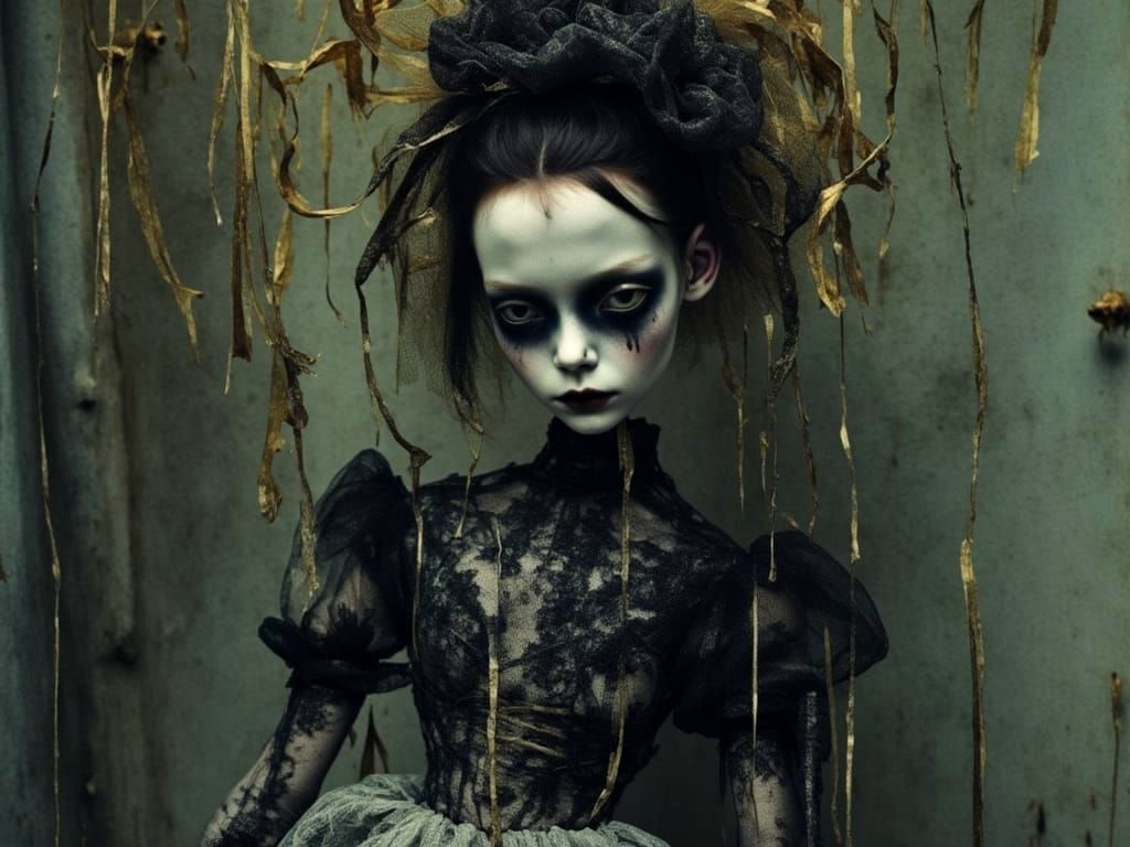 Goth Girl Marionette in Claymation Style