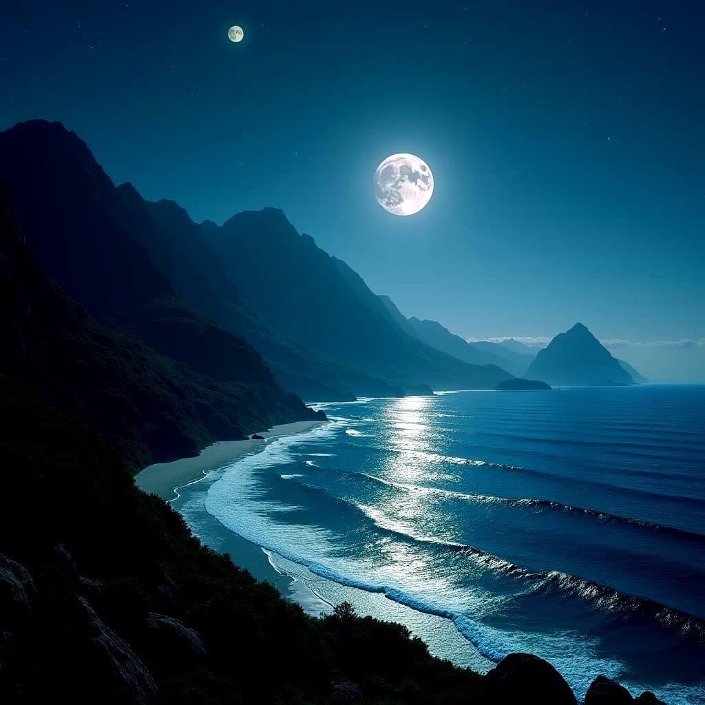 Earth Planet with Twin Moons Reflection