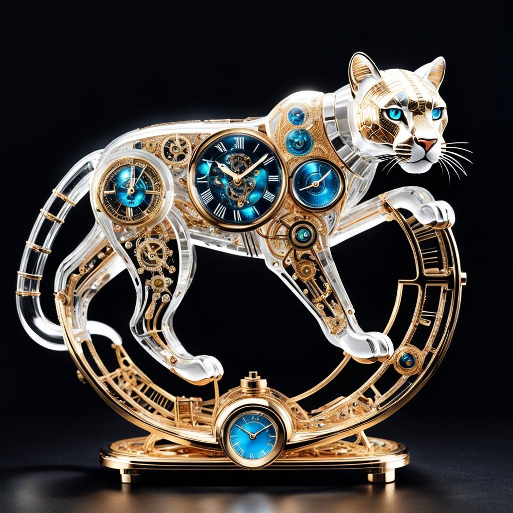 Crystal Clockwork Puma: A Fusion of Nature and Machine