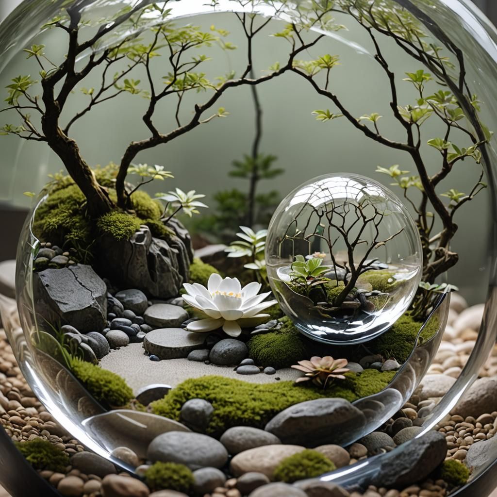Zen Garden Encased in Glass Sphere