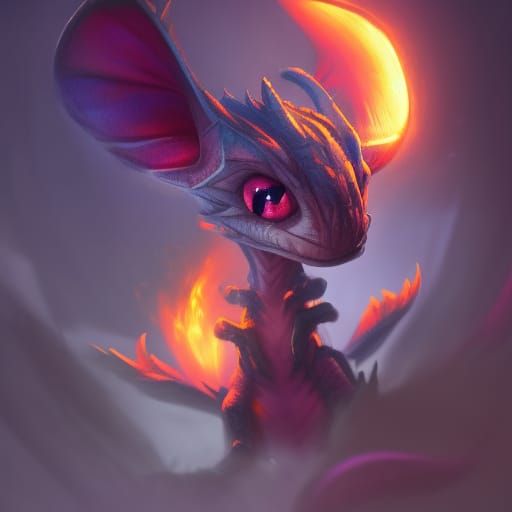 Cute Baby Dragon Playing: Colorful Art