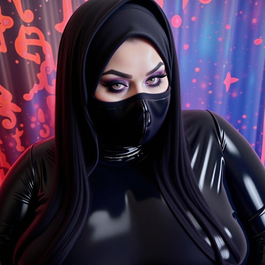 Gothic Japanese Woman with Niqab in Hyperrealistic Style
