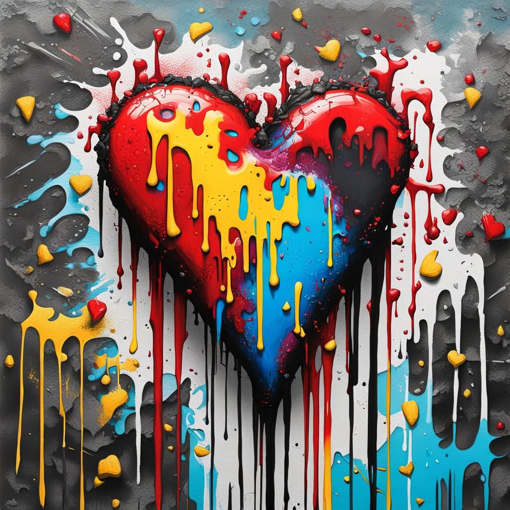 Corrupt Heart Graffiti Art in Van Gogh Style