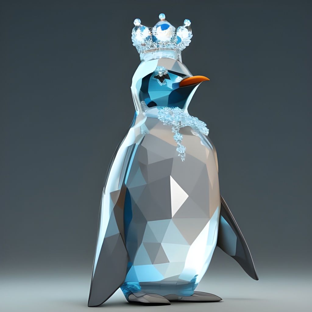 Crystal Jewel Penguin on Iceberg in Art Nouveau Style