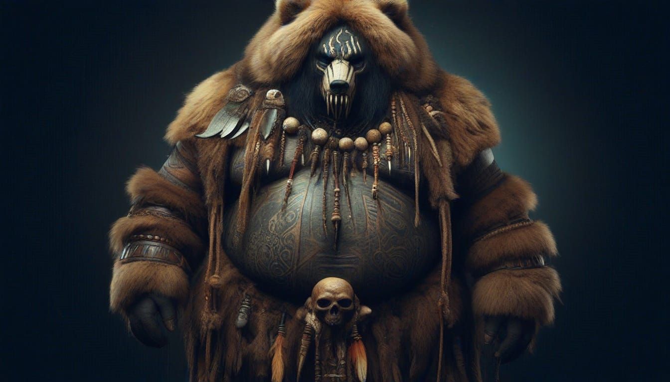 Kodiak Bear Necromancer in Tribal Fur