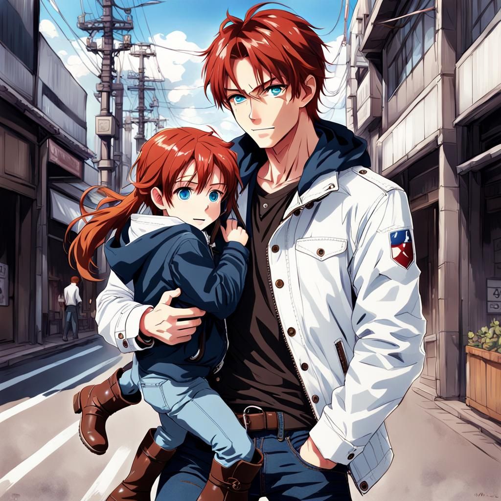 Anime Style: Father and Daughter Portrait