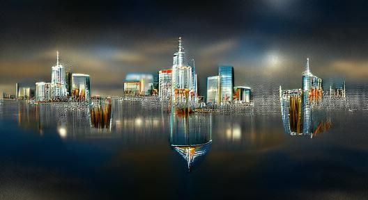 Hyperrealistic Cityscape Reflection in 8K HDR