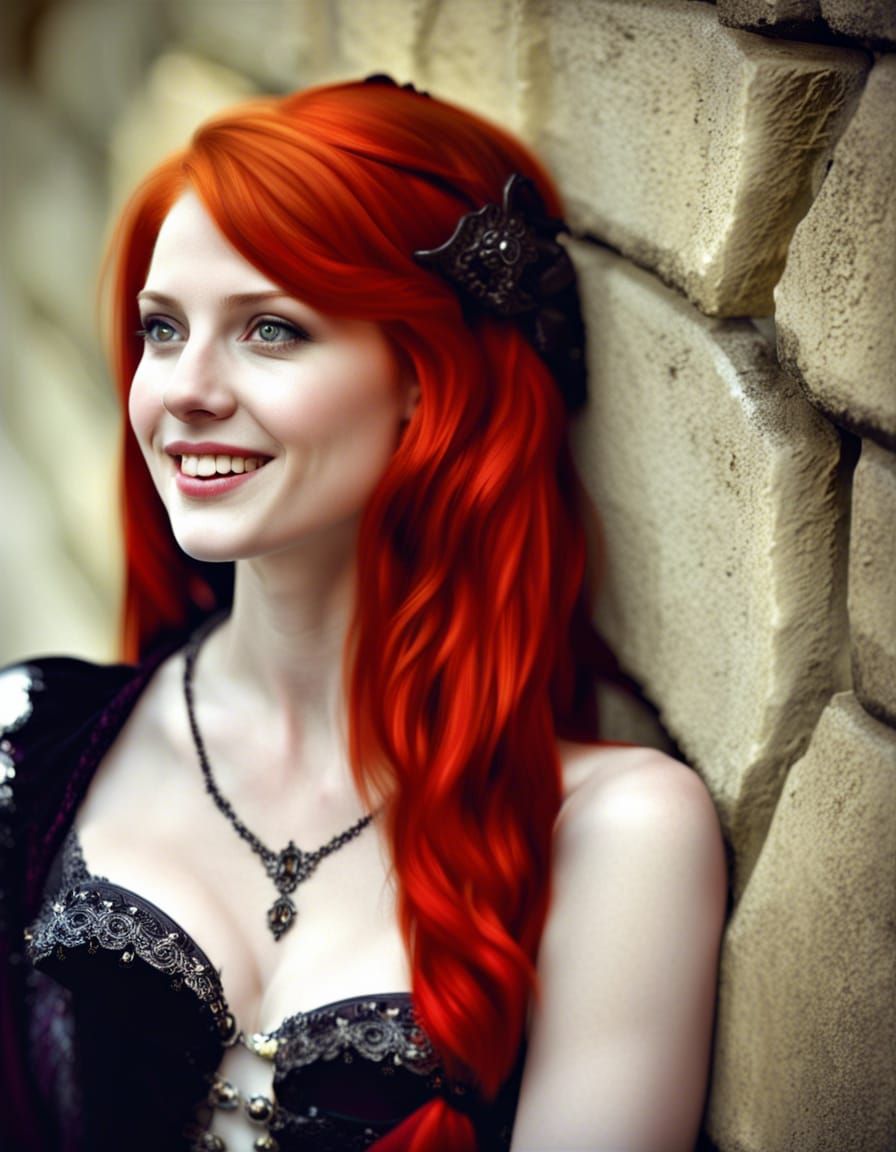 Redhead Vampire Portrait in Hyperrealistic Style