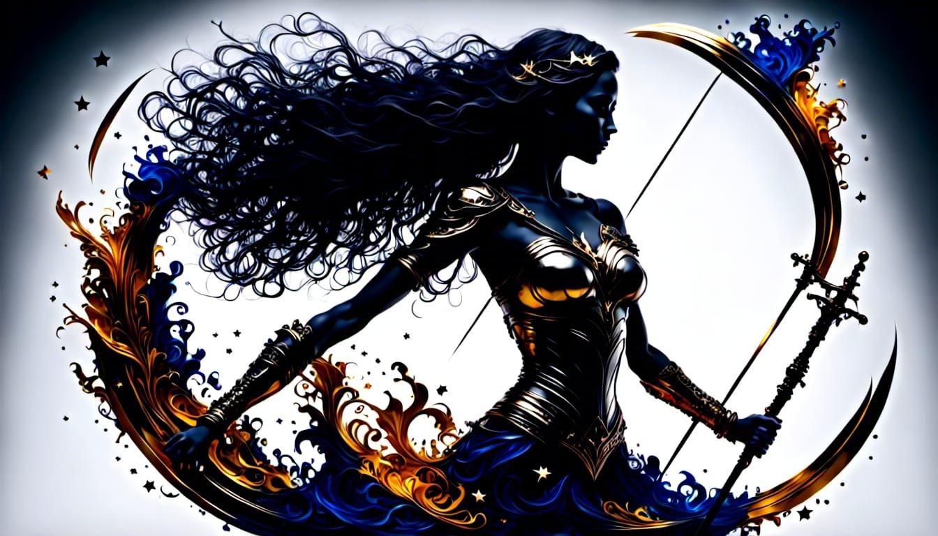 Wonder Woman Silhouette with Lasso of Truth