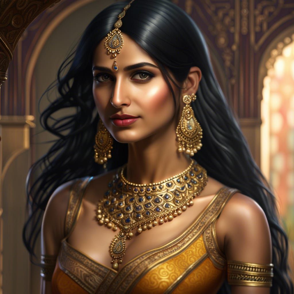 Beautiful Indian Woman in Lehenga: Hyperrealistic Photograph...