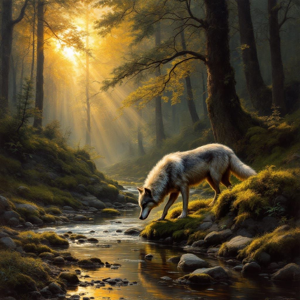 By the river: The grey wolf