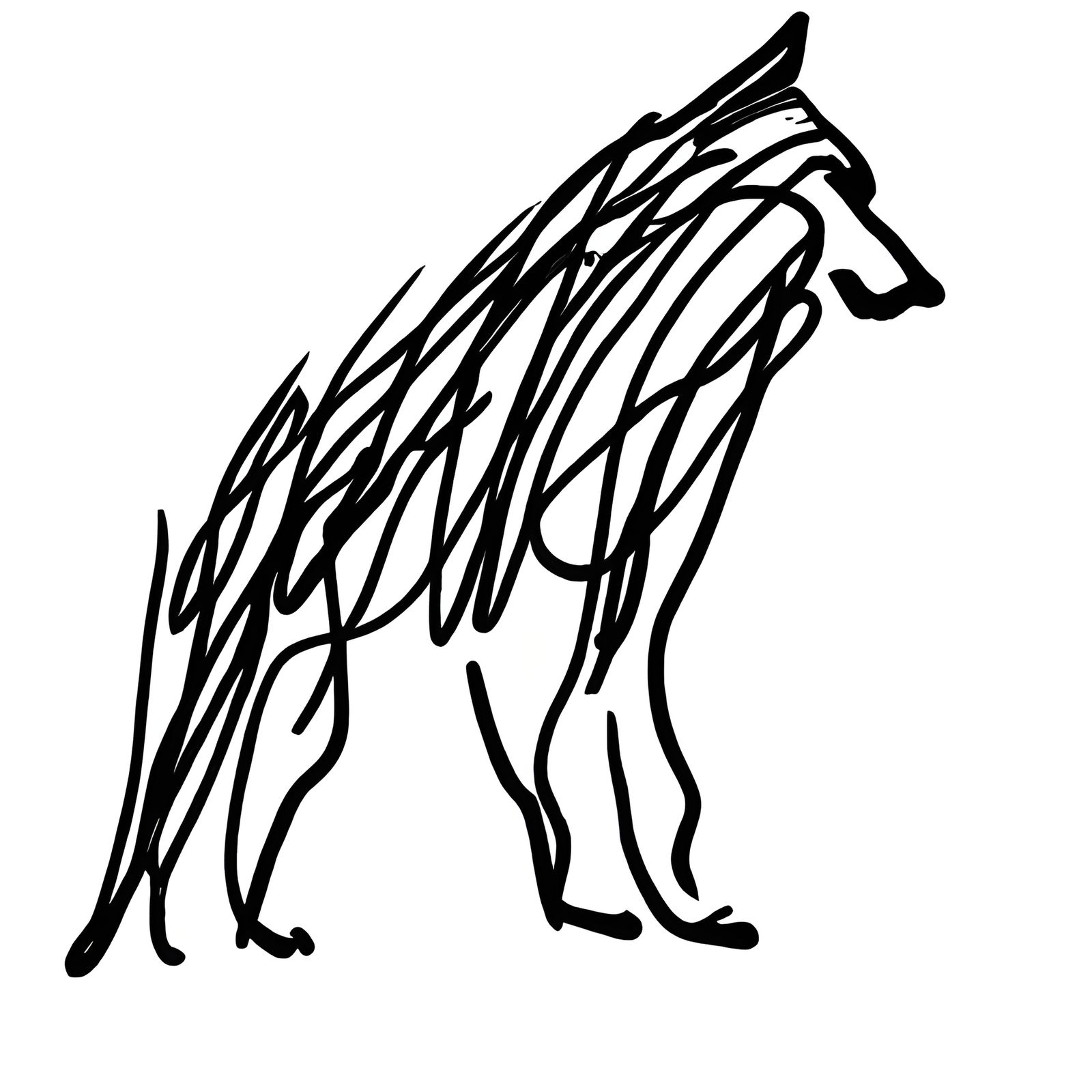 Picasso-Style Wolf in Black Lines