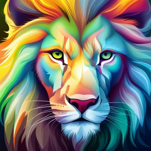 Mystical White Lion in Colorful Splash Art