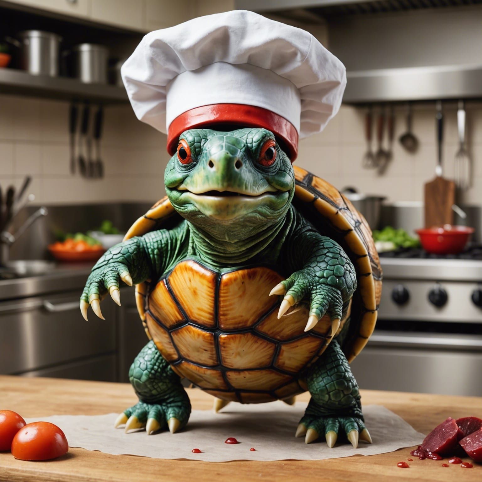 Sous Chef Turtle Cooking in the Kitchen