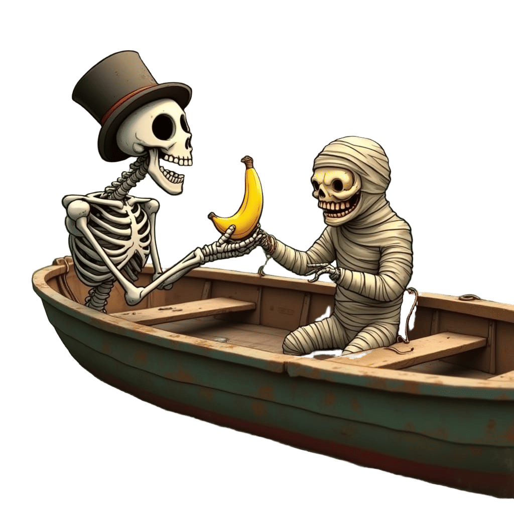 Cartoon Skeleton and Mummy Tattoo Flash Art