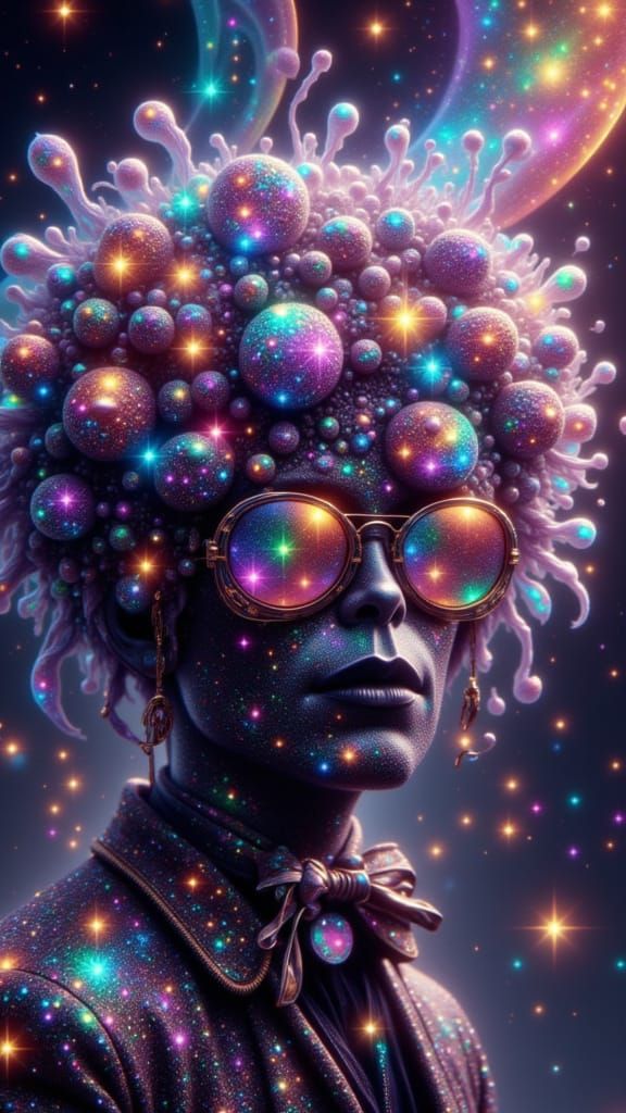 Funky Masquerade Monster in Nebulas, Maximalist Fantasy Styl...