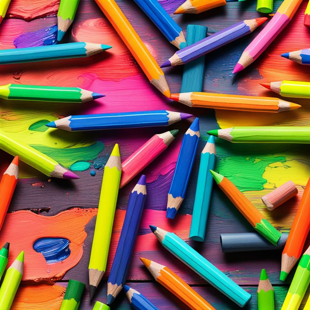 Rainbow of Neon Art Supplies